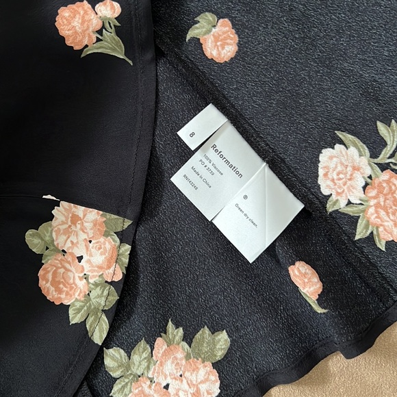 Reformation Kendall Mini Dress Black Floral Fit and Flare - Picture 11 of 16